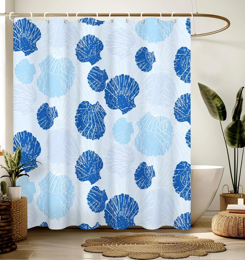Stanoha Shower Curtain for Bathroom Stall Modern Cute Aesthetic Washable Decorative Girly Waterproof Unique Seashell Elegant Girls Chic Print Design Teen Women Cortinas de Baño Bathtub 72 x72 Inch - Image 1